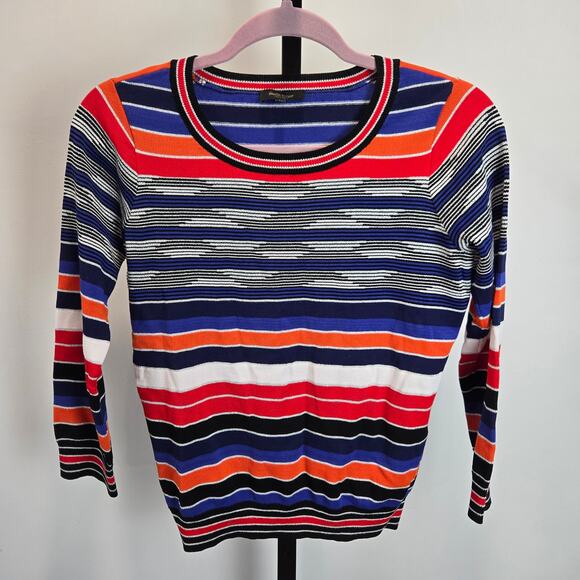 Claudia Strater Amsterdam Light Sweater Pullover Orange Metallic Stripe 36 US 4 - Picture 1 of 7